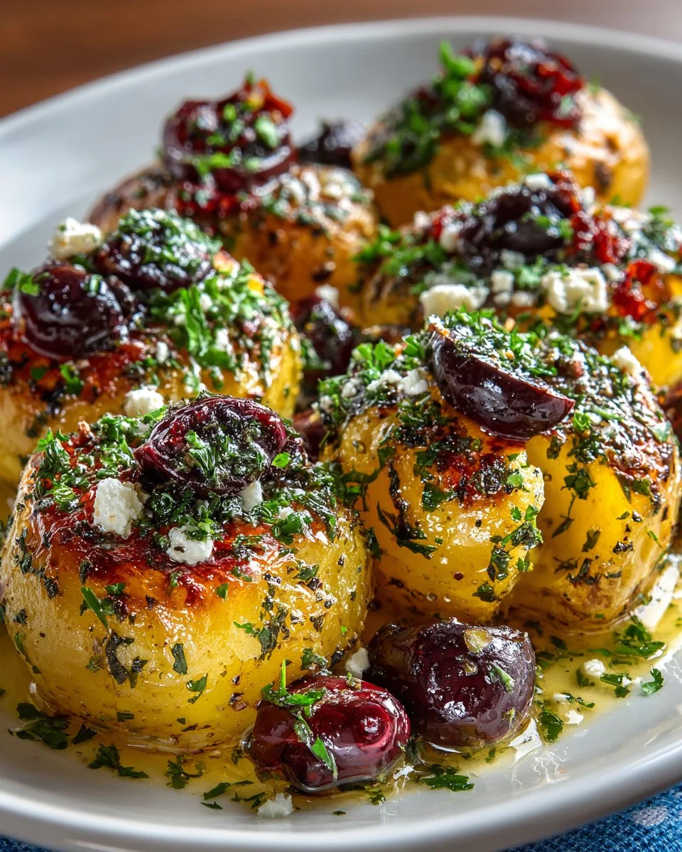 Mediterranean Smashed Potatoes with Kalamata Olives