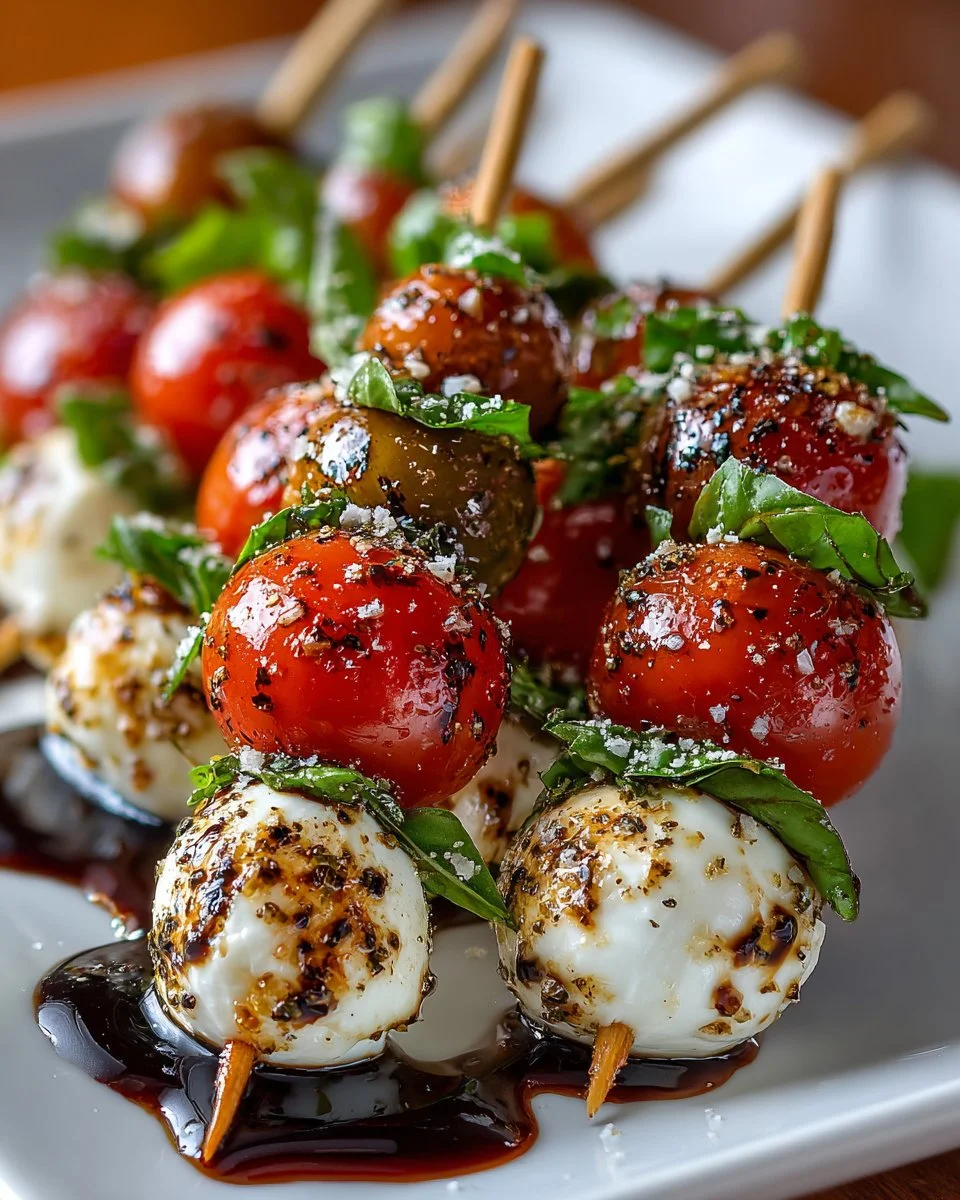 Mini Caprese Skewers with Balsamic Glaze