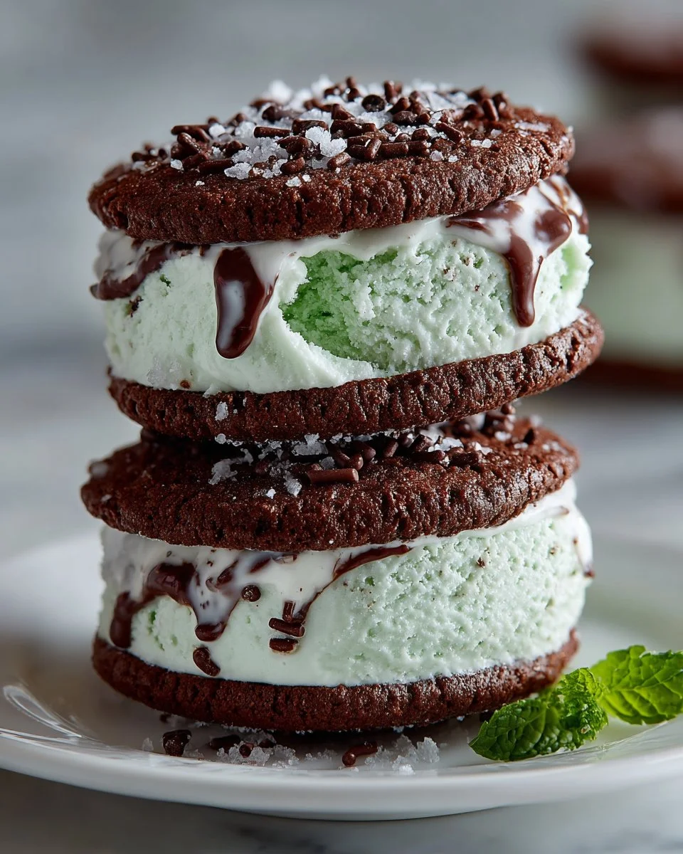 Mint Chocolate Chip Ice Cream Sandwiches