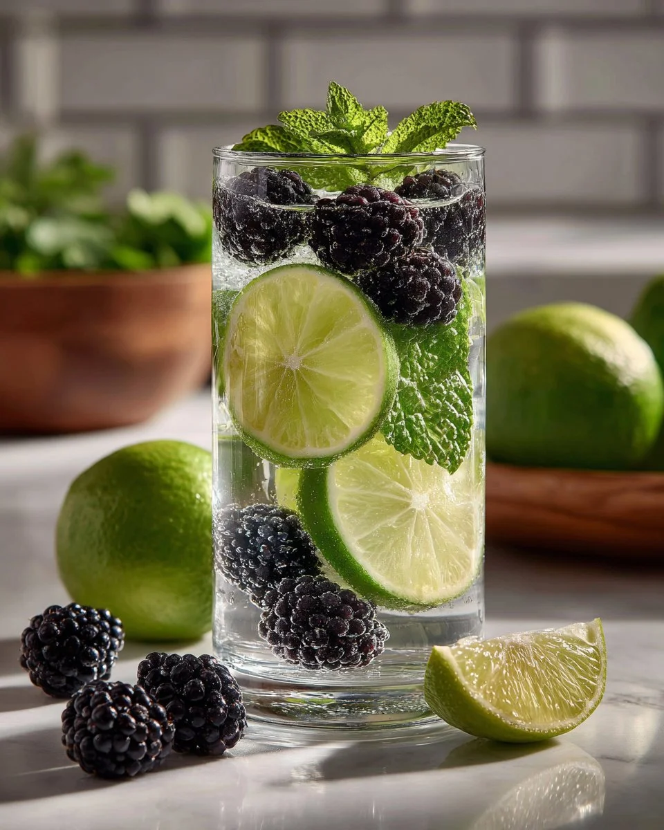 Minty Lime and Blackberry Infused Water