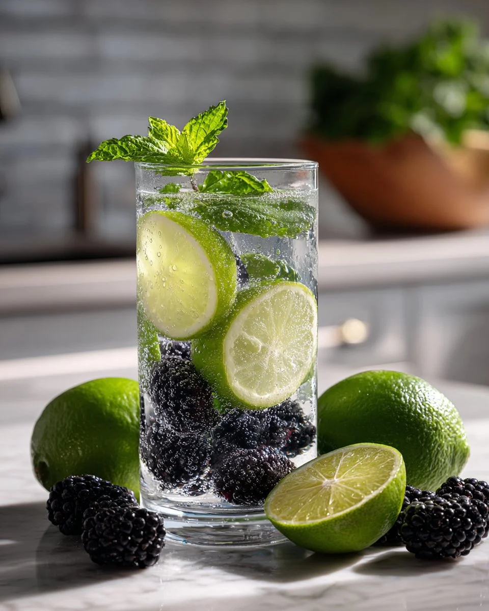 Minty Lime and Blackberry Infused Water