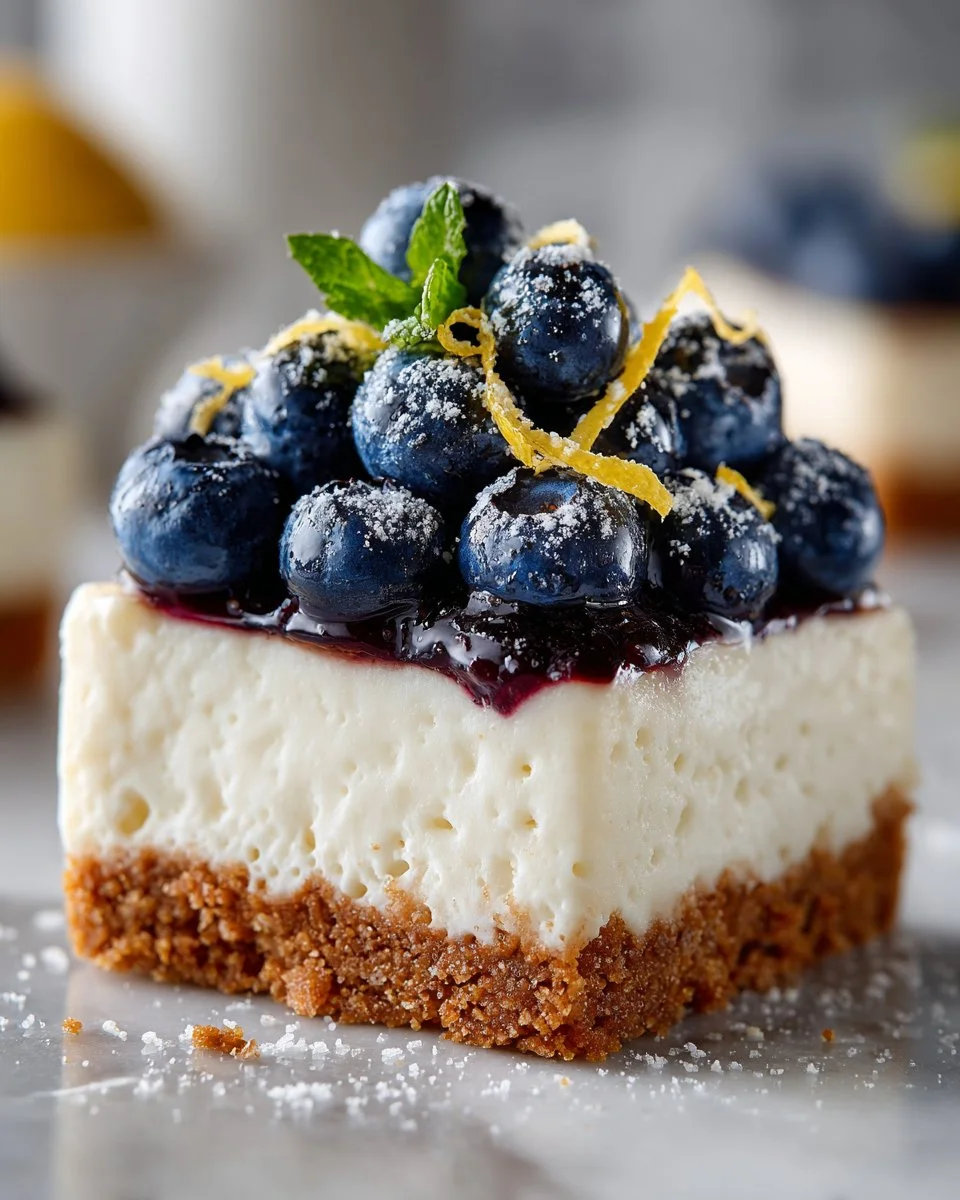 No Bake Blueberry Lemon Cheesecake Bars