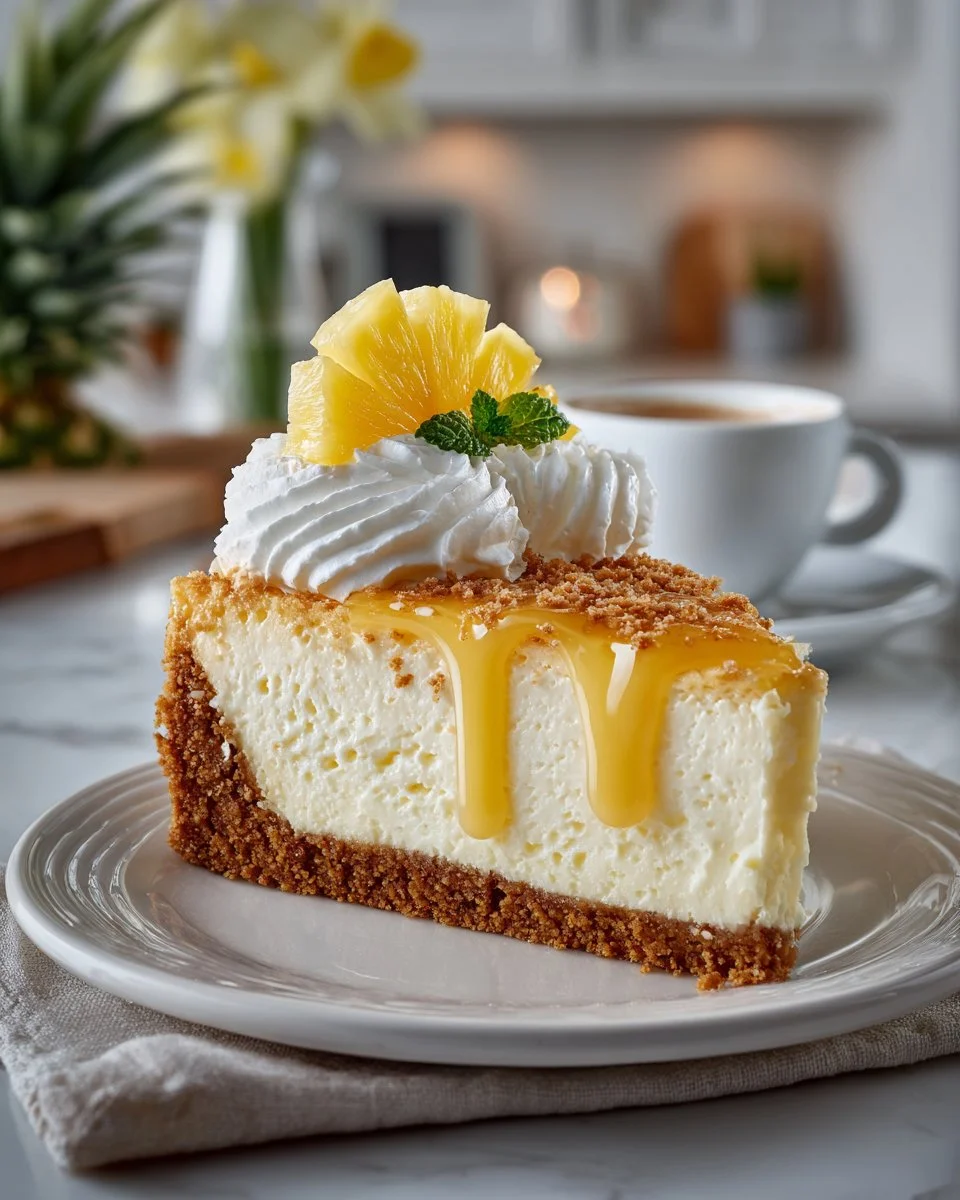 No Bake Coconut Pineapple Cheesecake