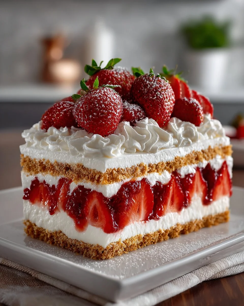 No Bake Strawberry Icebox Cake