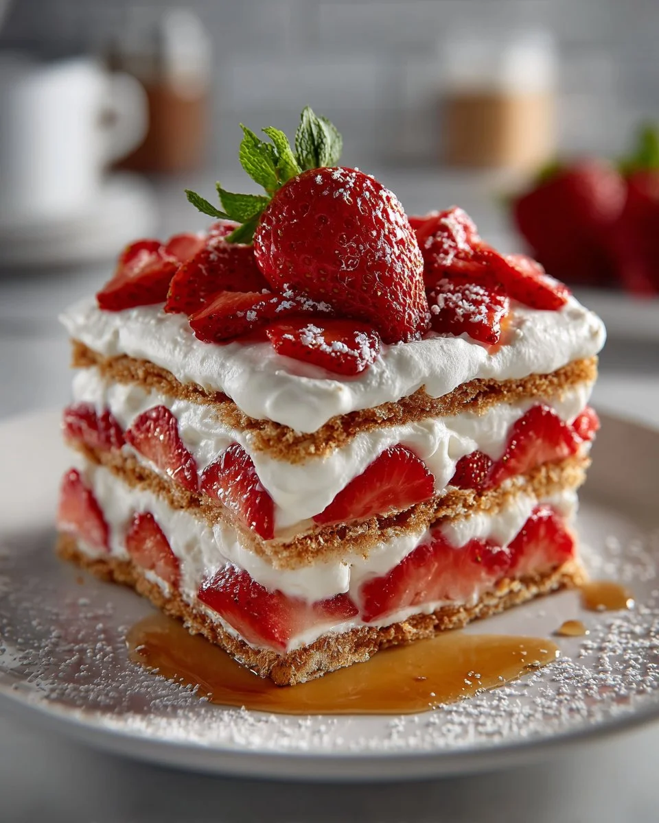 No Bake Strawberry Icebox Cake