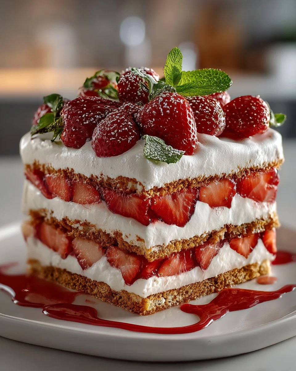 No Bake Strawberry Icebox Cake