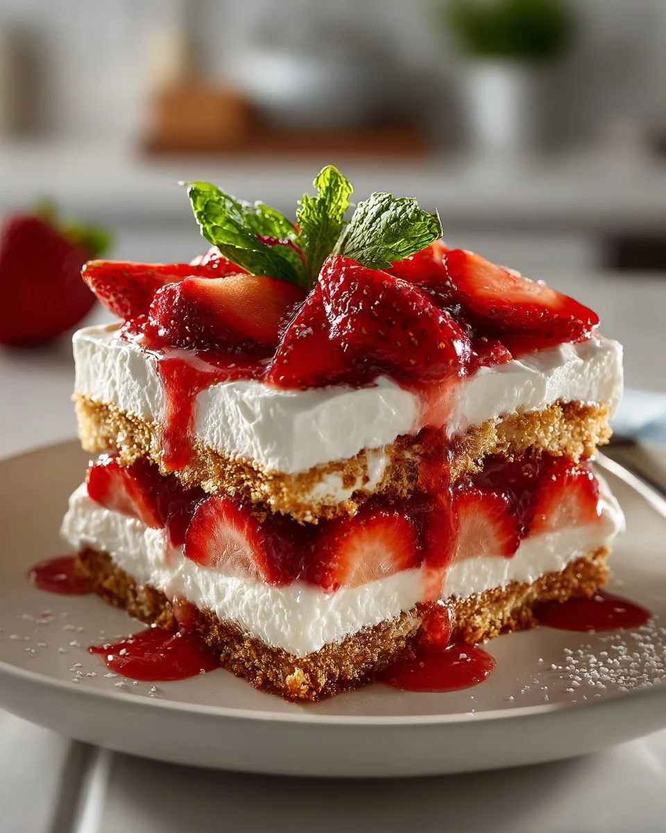No Bake Strawberry Icebox Cake