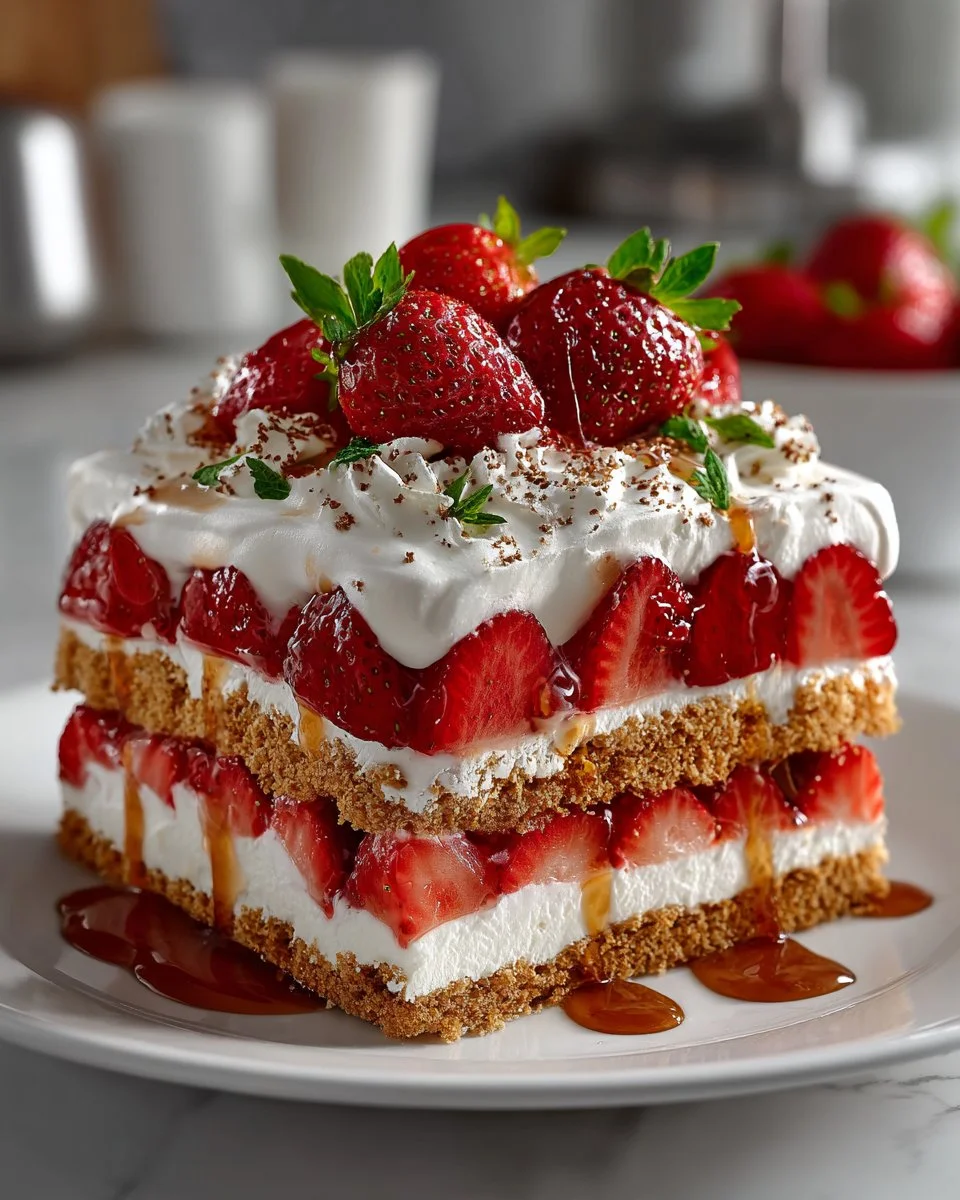 No Bake Strawberry Icebox Cake