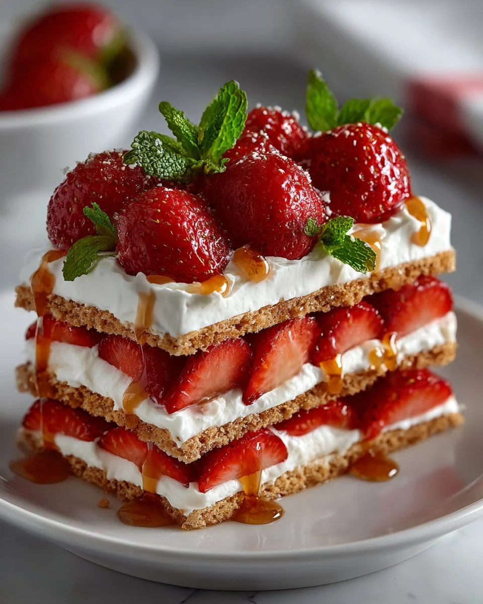 No Bake Strawberry Icebox Cake