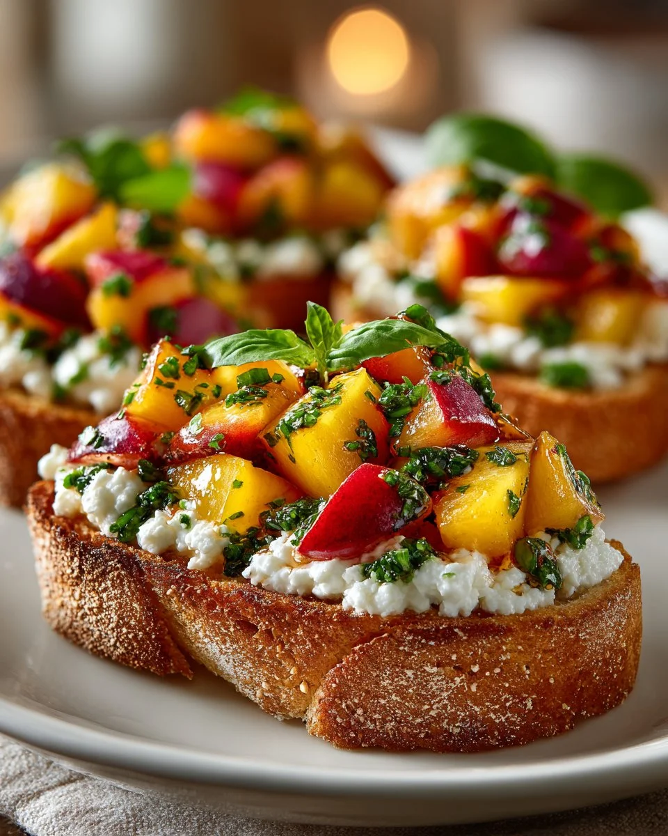 Peach and Basil Bruschetta