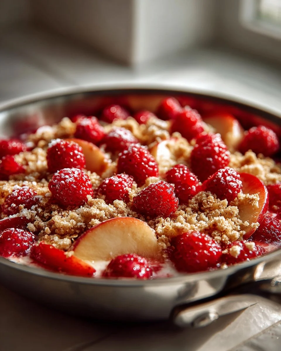 Peach and Raspberry Crumble Skillet