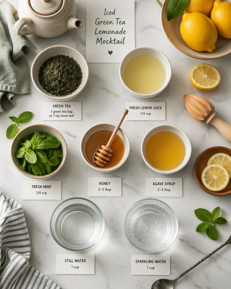 Refreshing Iced Green Tea Lemonade Mocktail