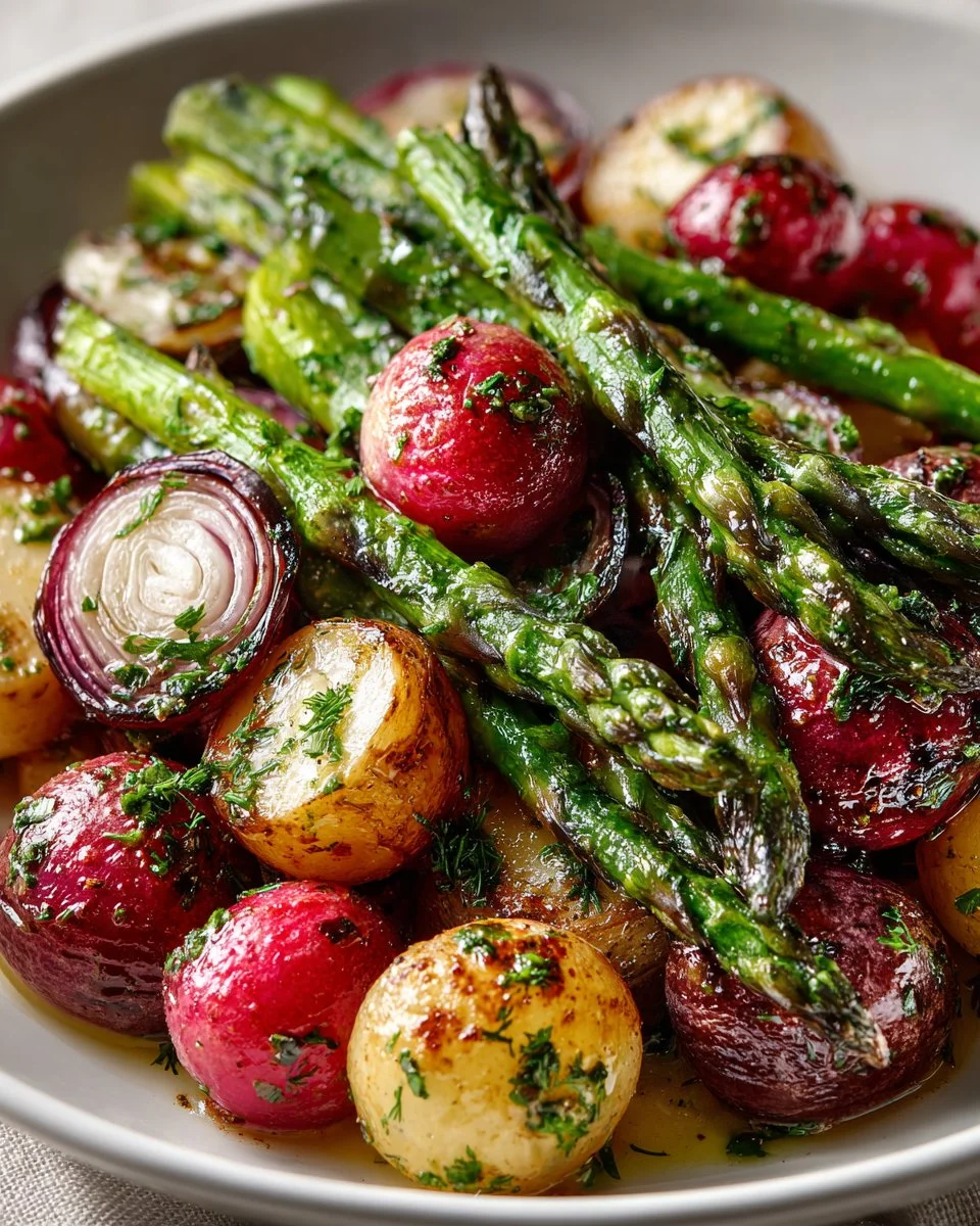 Roasted Radish and Asparagus Salad