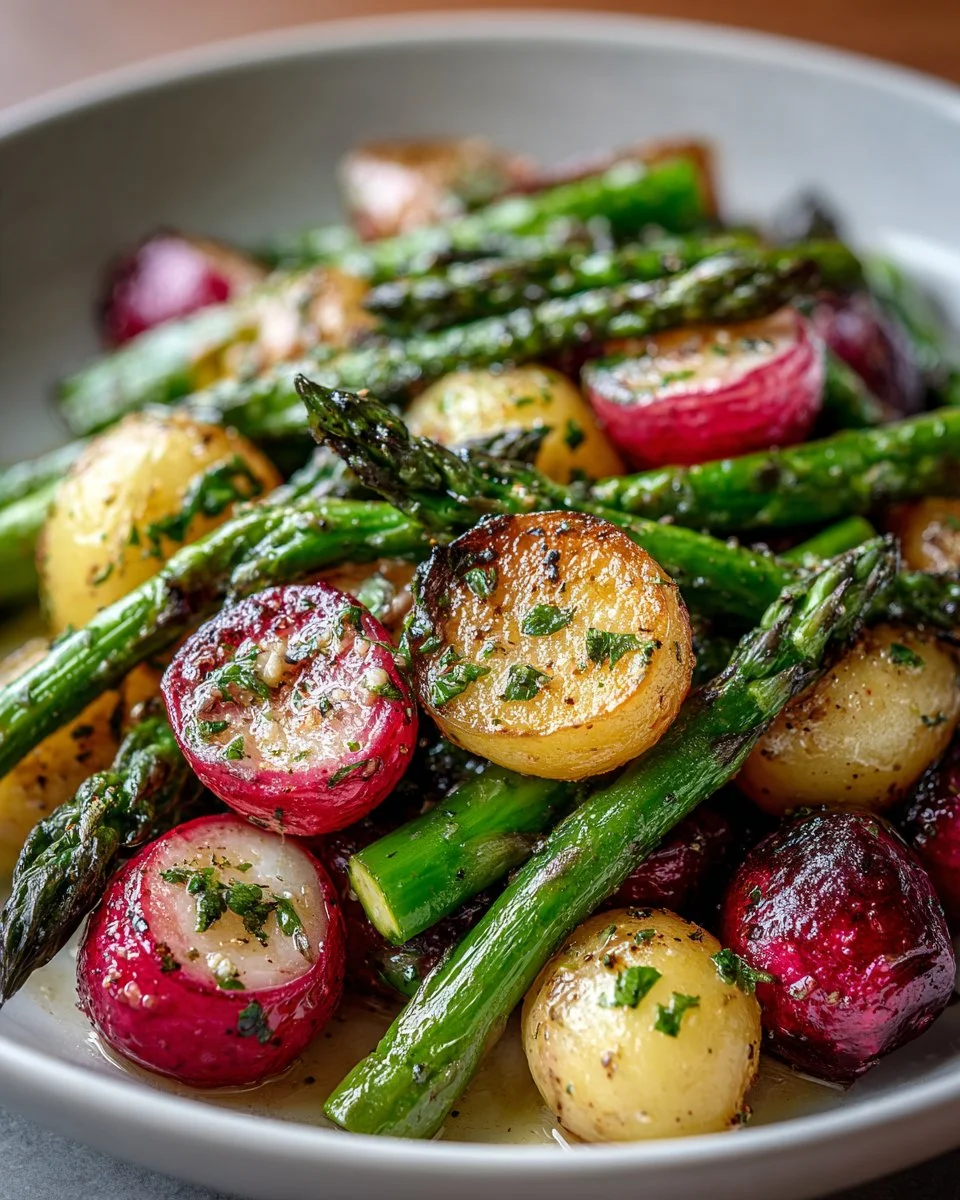 Roasted Radish and Asparagus Salad