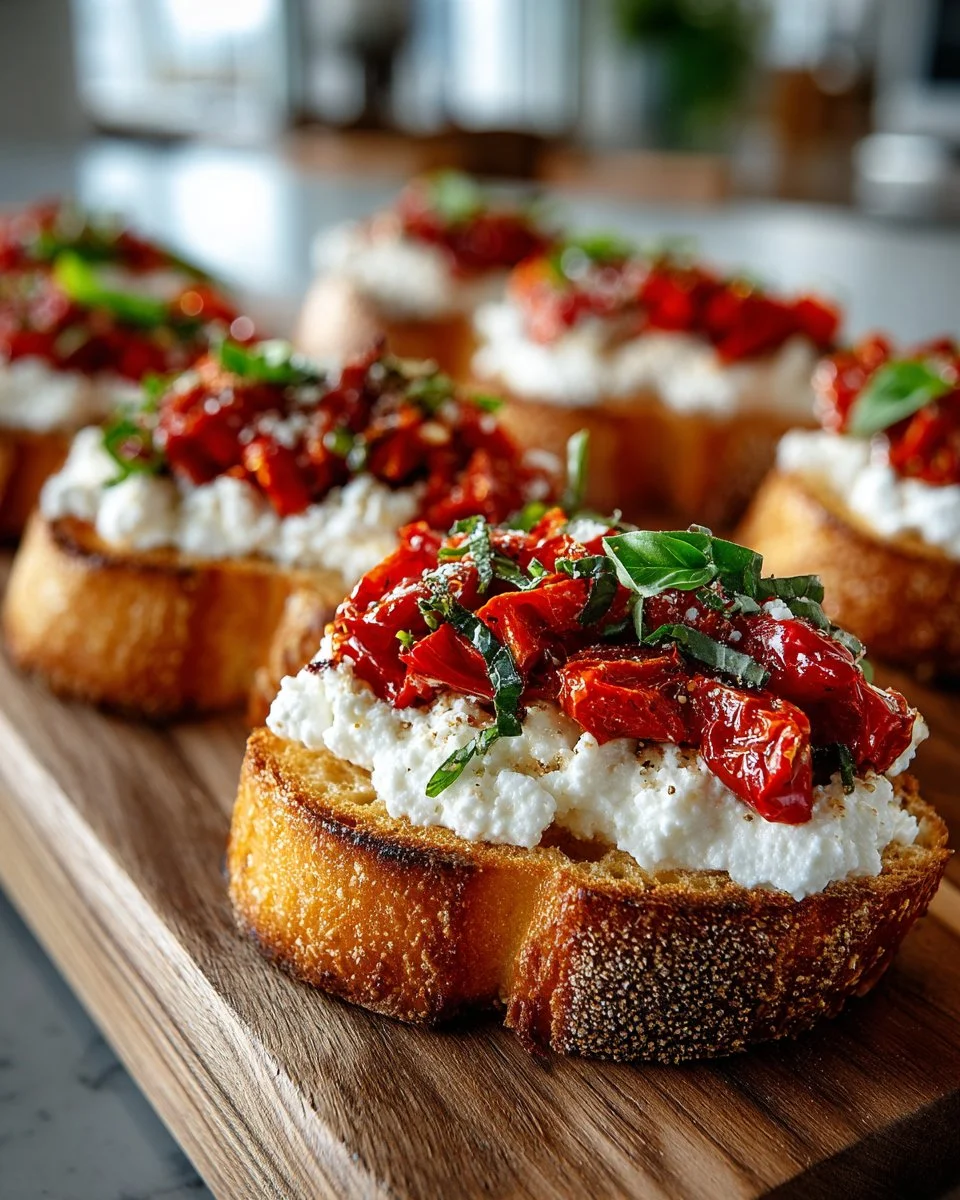 Roasted Red Pepper and Goat Cheese Crostini