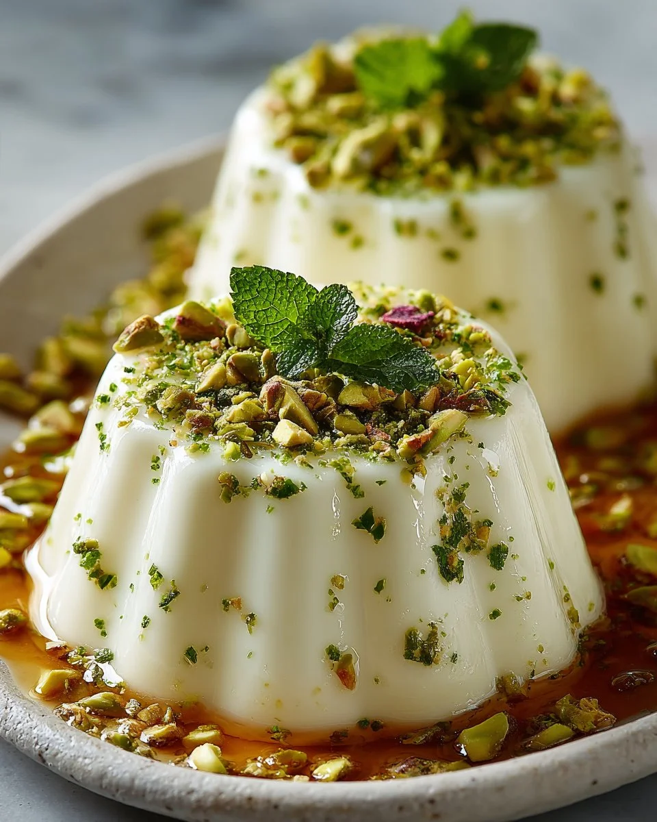 Rose Water and Pistachio Panna Cotta