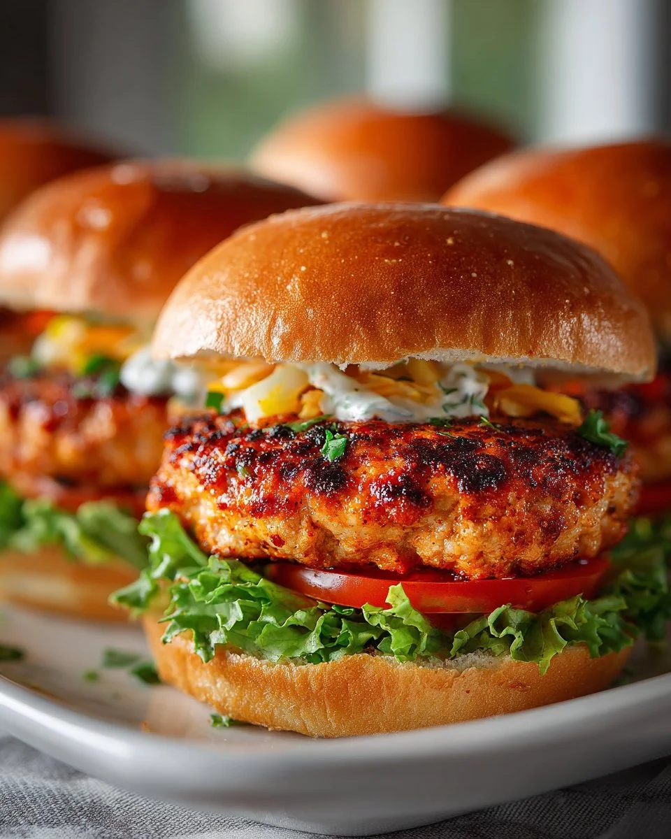 Delicious Smoked Paprika Turkey Burgers served on a plate