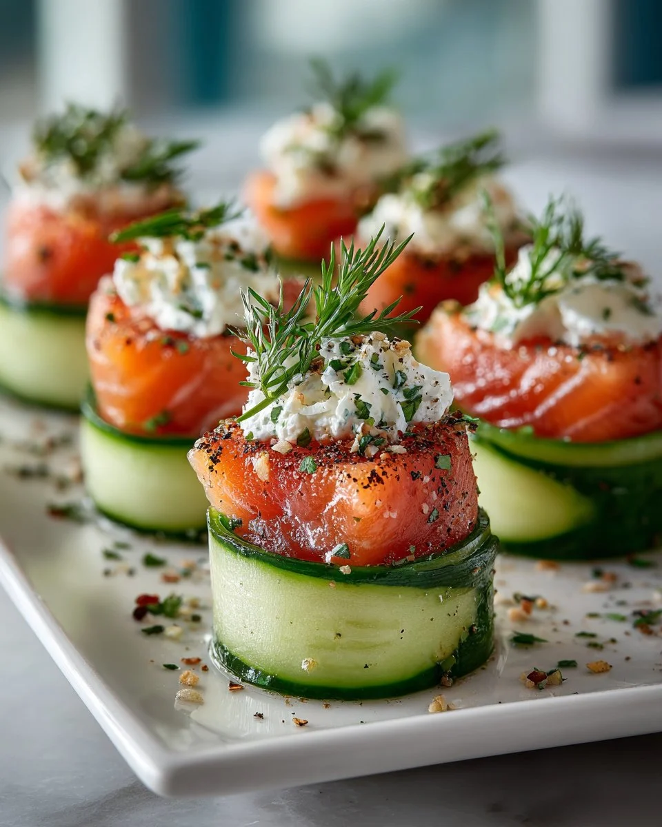 Smoked Salmon and Cucumber Roll Ups