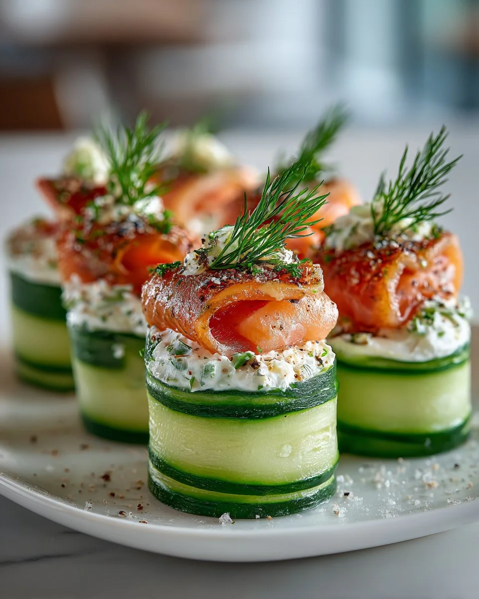 Smoked Salmon and Cucumber Roll Ups
