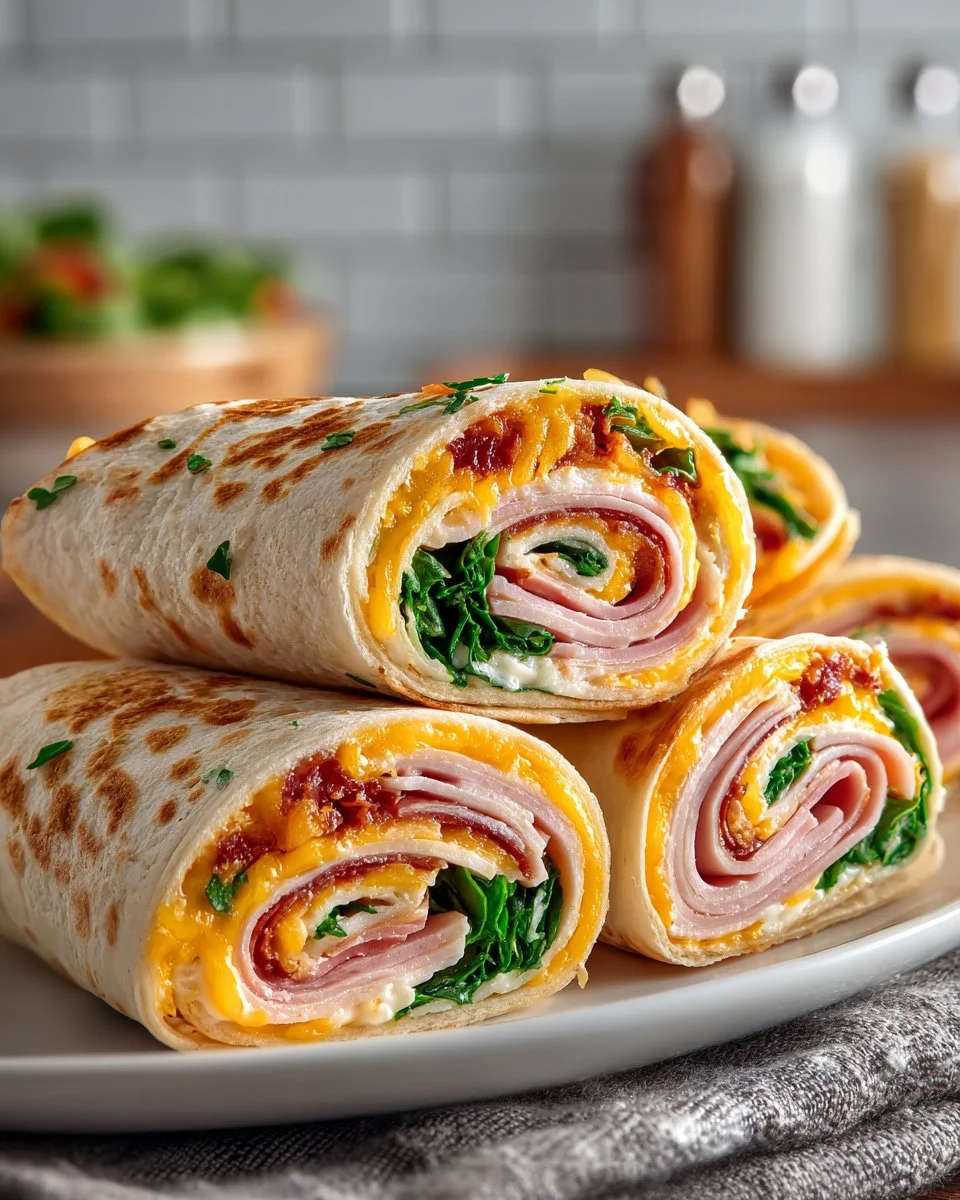 Smoked Turkey Ham and Cheese Pinwheels