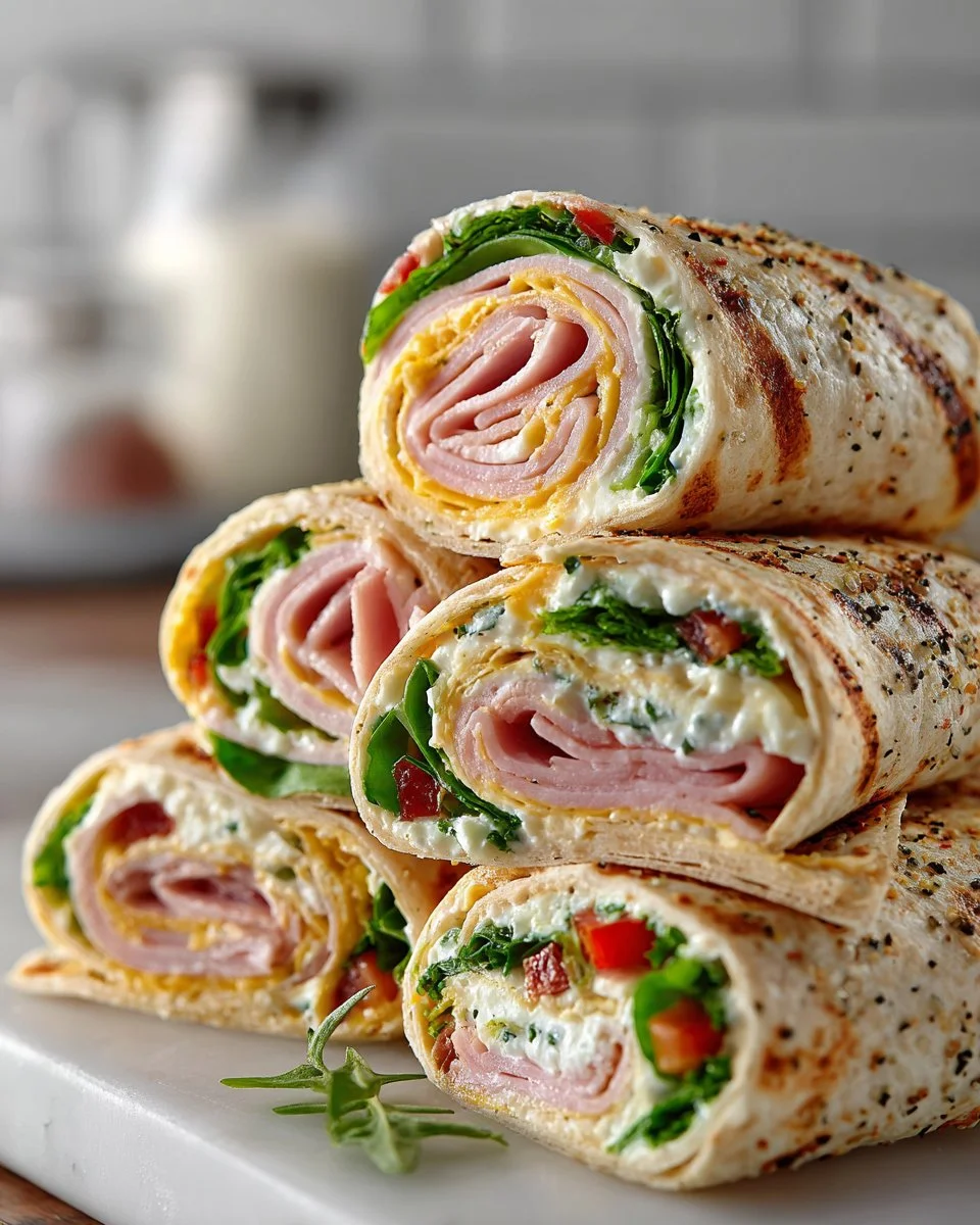 Smoked Turkey Ham and Cheese Pinwheels