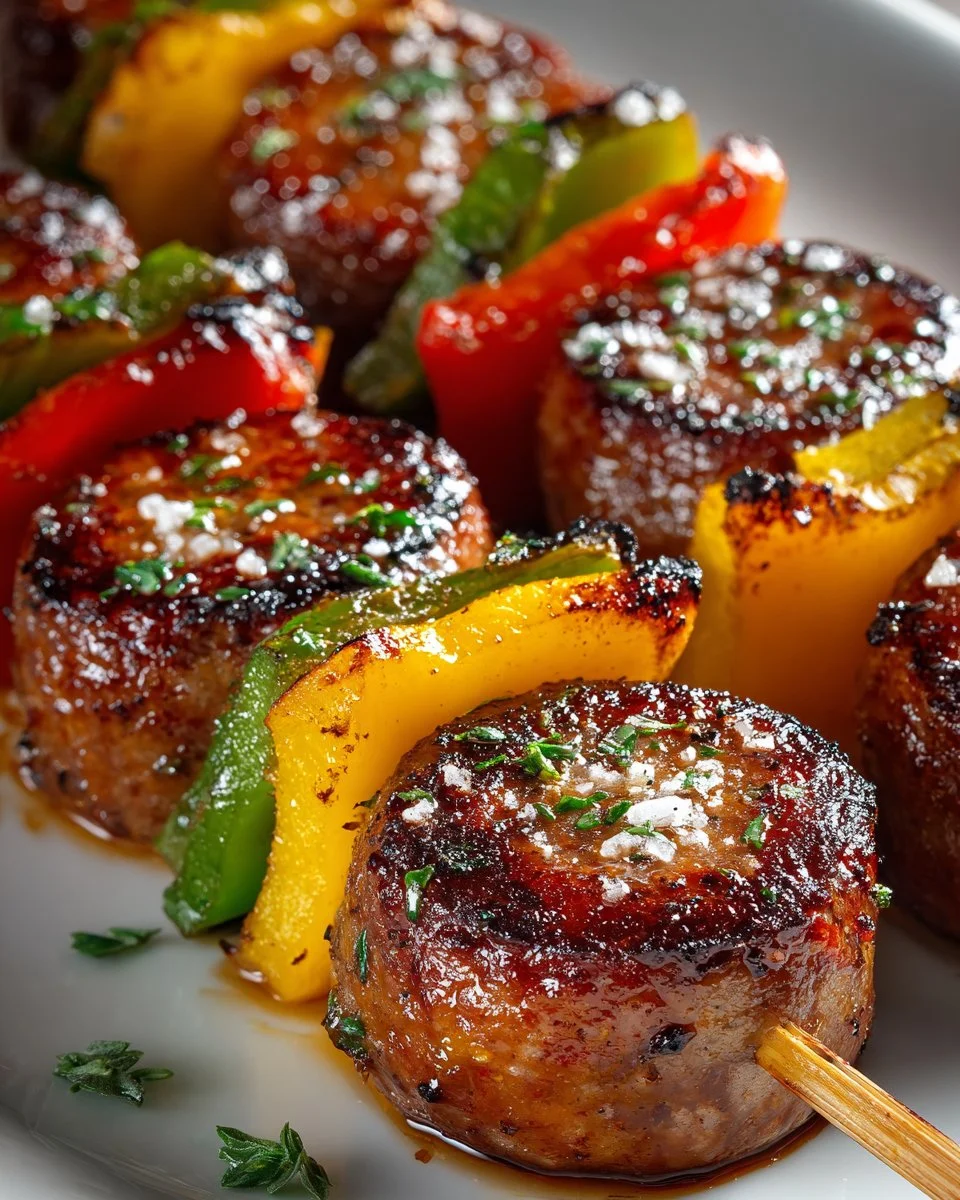 Smoked Turkey Sausage and Pepper Skewers