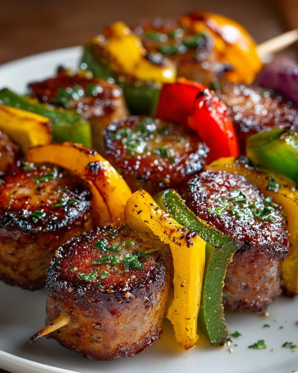 Smoked Turkey Sausage and Pepper Skewers