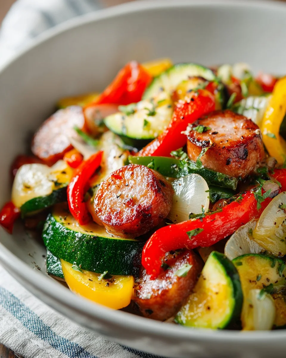 Smoked Turkey Sausage and Zucchini Skillet