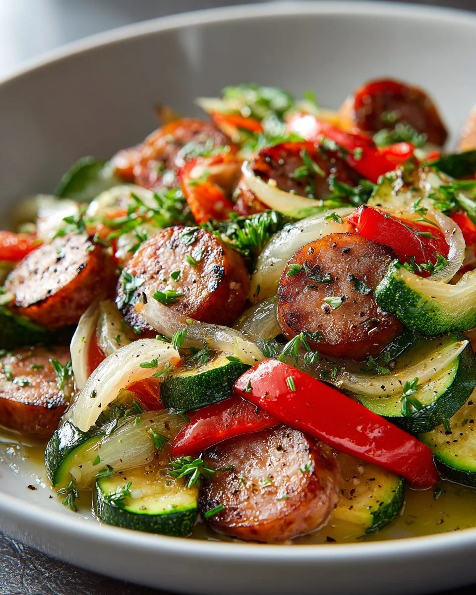 Smoked Turkey Sausage and Zucchini Skillet