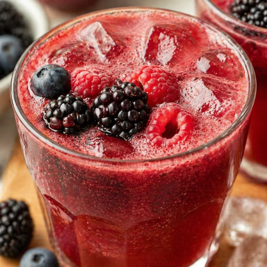 Sparkling Blackberry Ginger Summer Mocktail in a glass with fresh blackberries and mint.