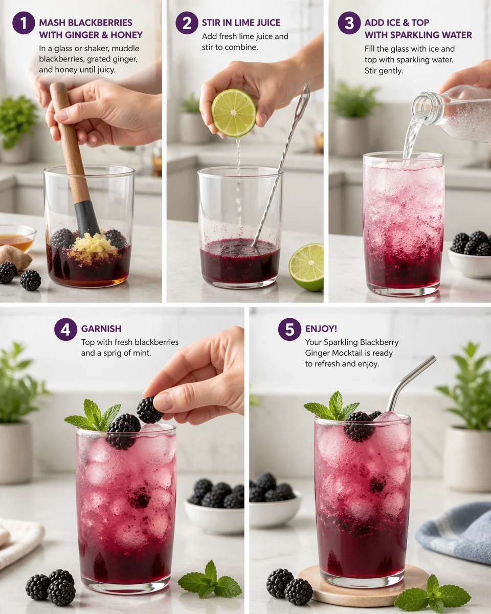 Sparkling Blackberry Ginger Summer Mocktail