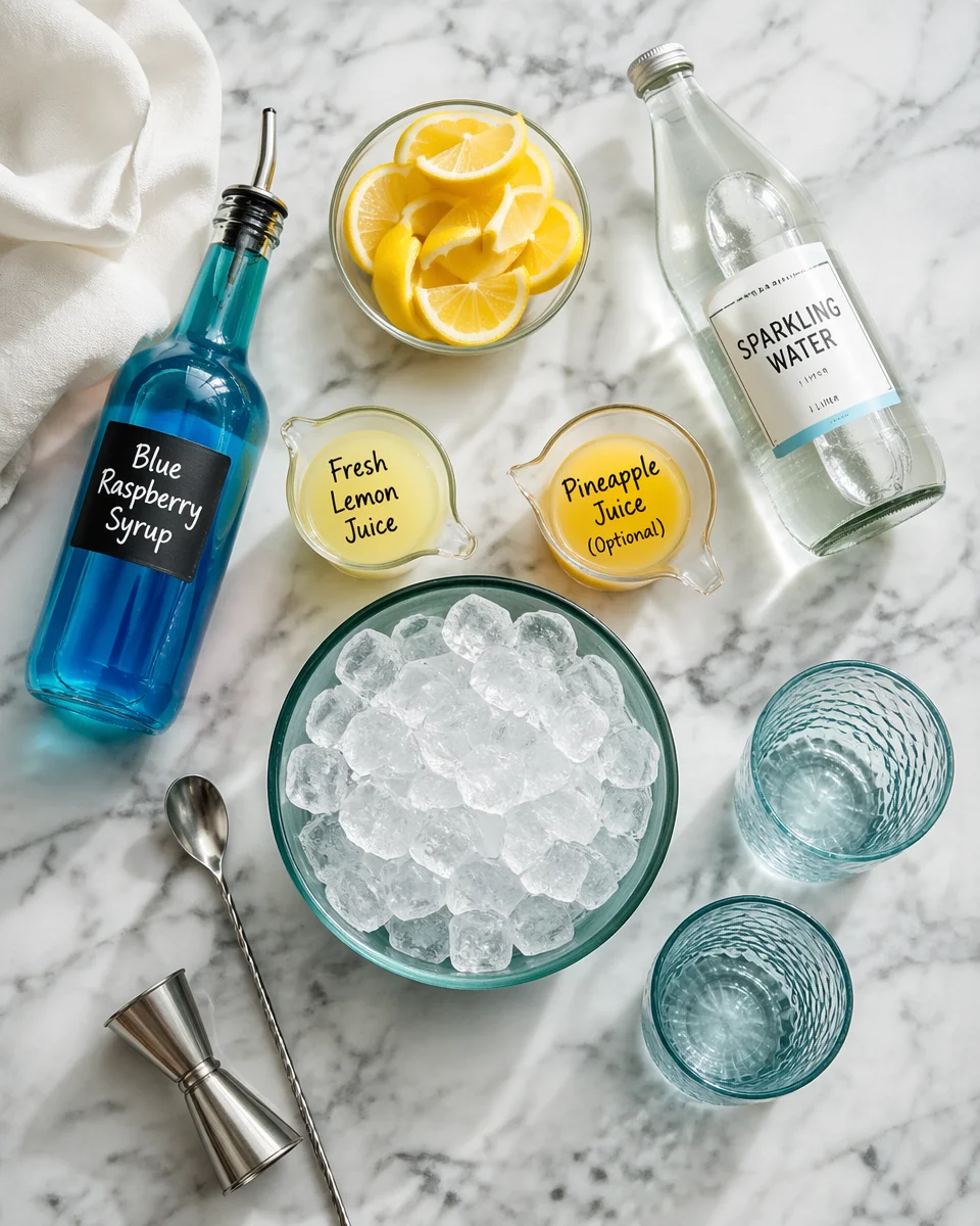 Sparkling Blue Raspberry Summer Mocktail