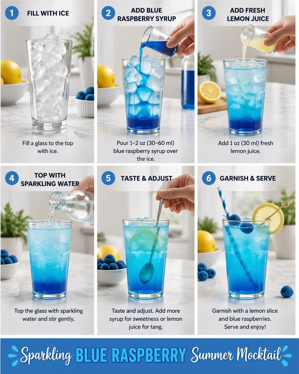Sparkling Blue Raspberry Summer Mocktail