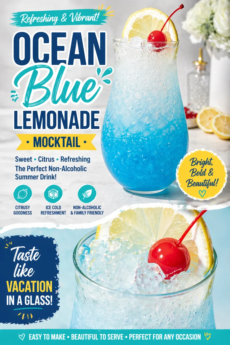 Sparkling Blue Raspberry Summer Mocktail
