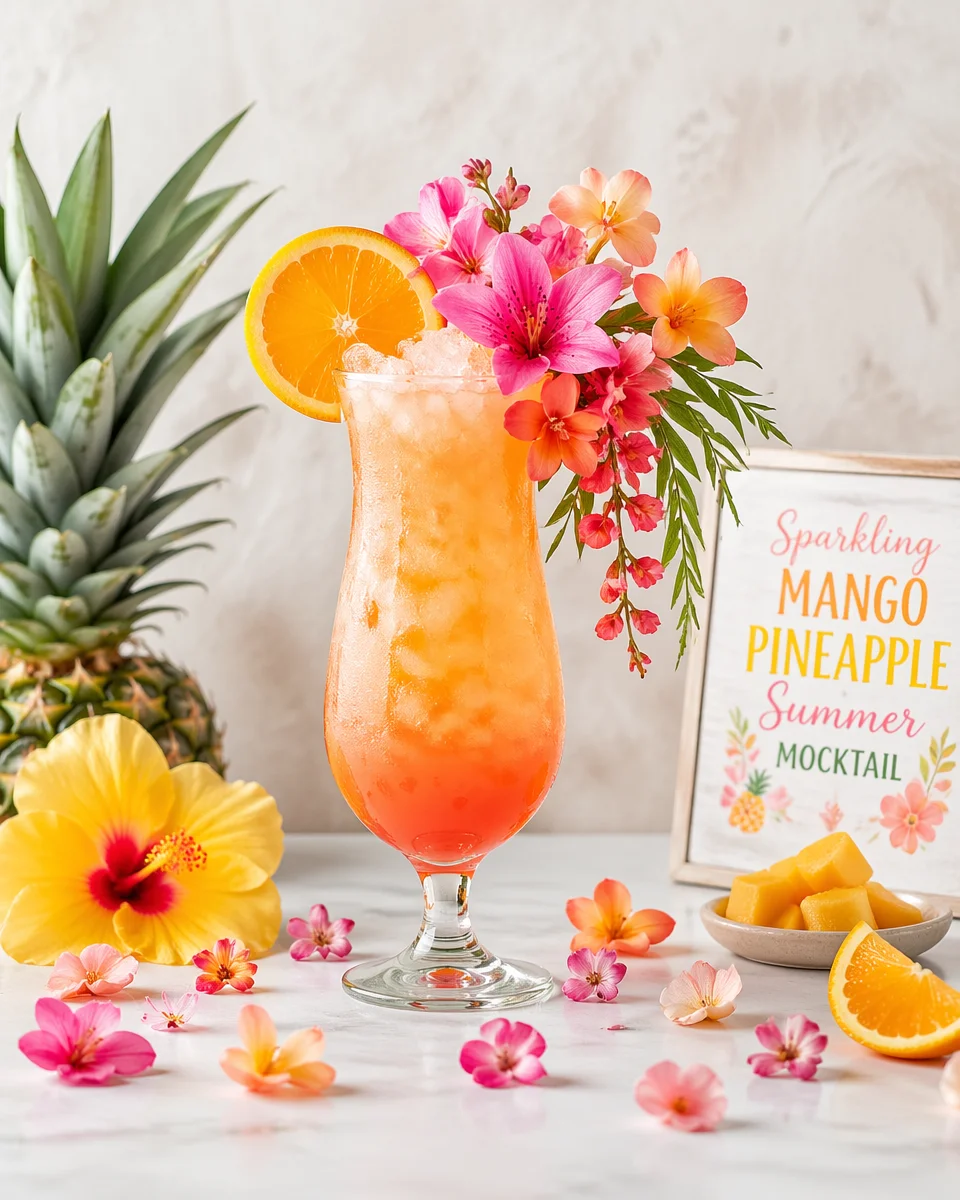 Sparkling Mango Pineapple Summer Mocktail