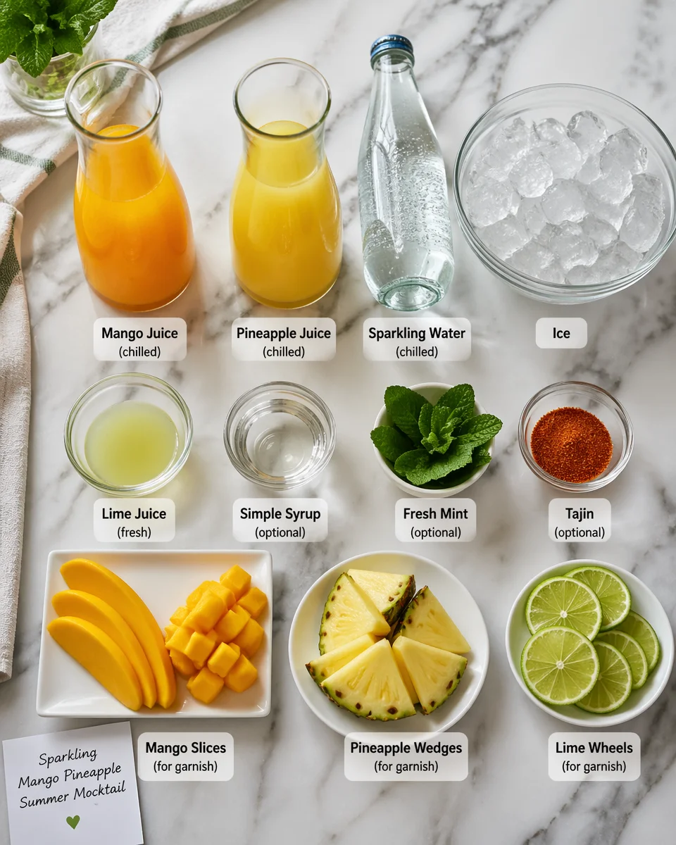 Sparkling Mango Pineapple Summer Mocktail