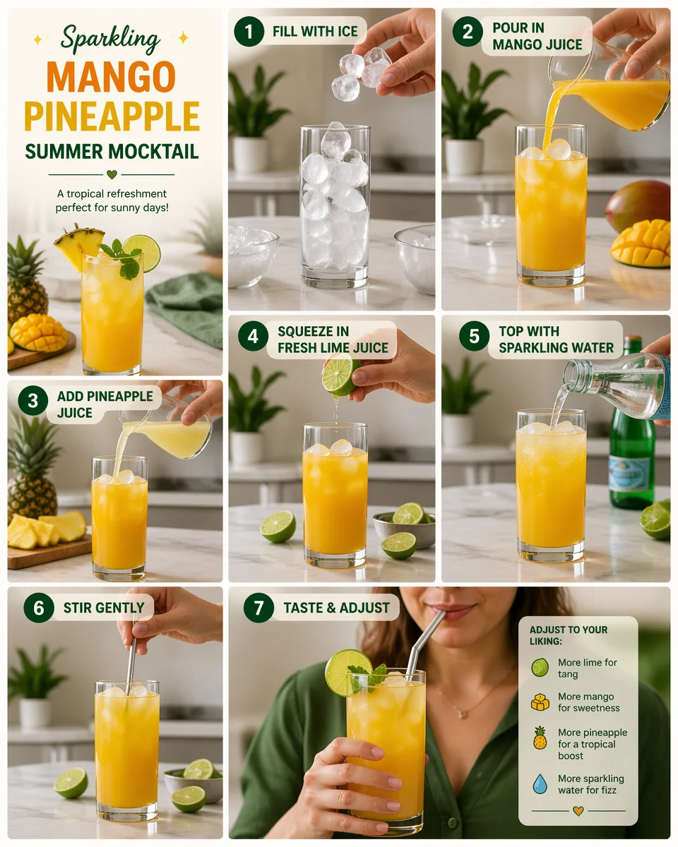 Sparkling Mango Pineapple Summer Mocktail