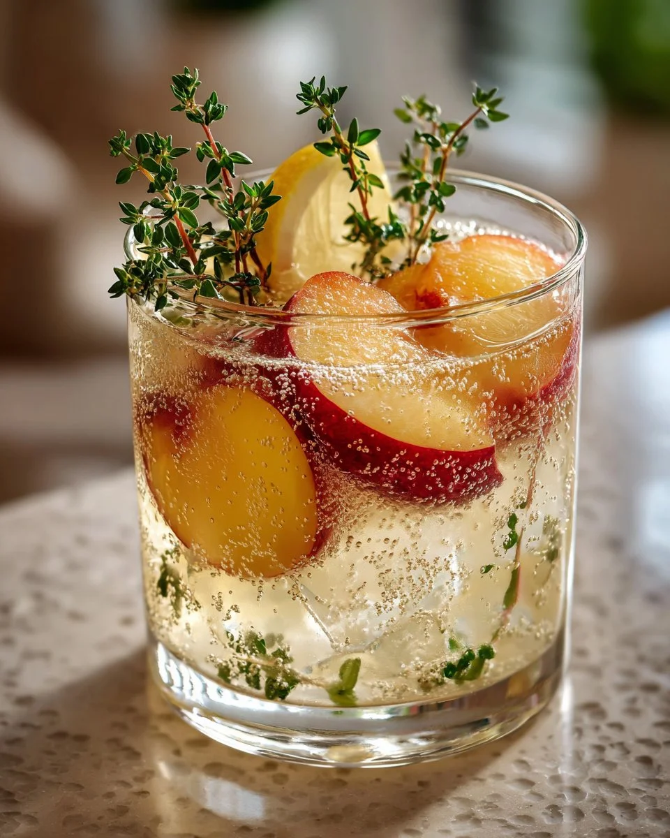 Sparkling Peach and Thyme Mocktail