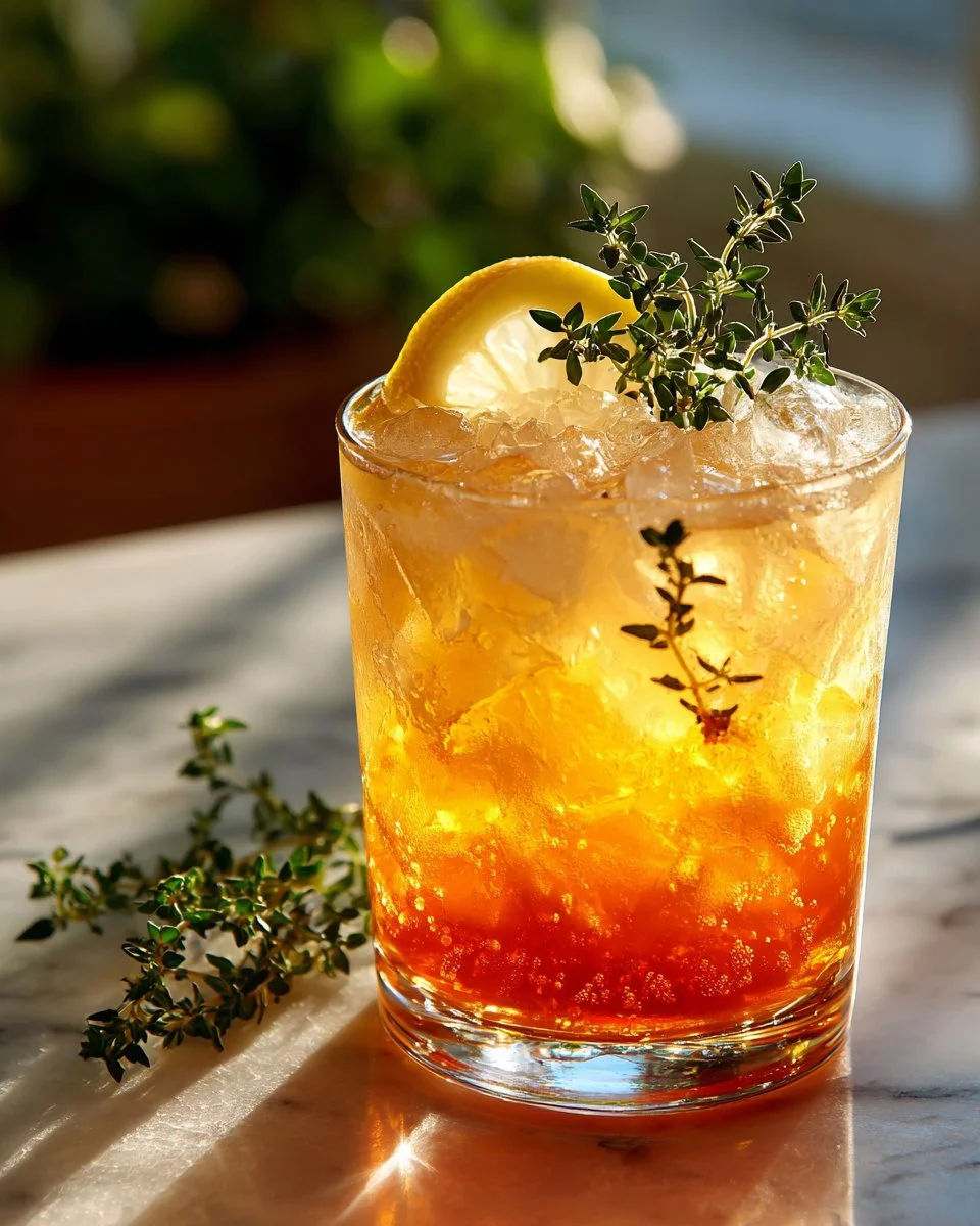 Sparkling Peach and Thyme Mocktail