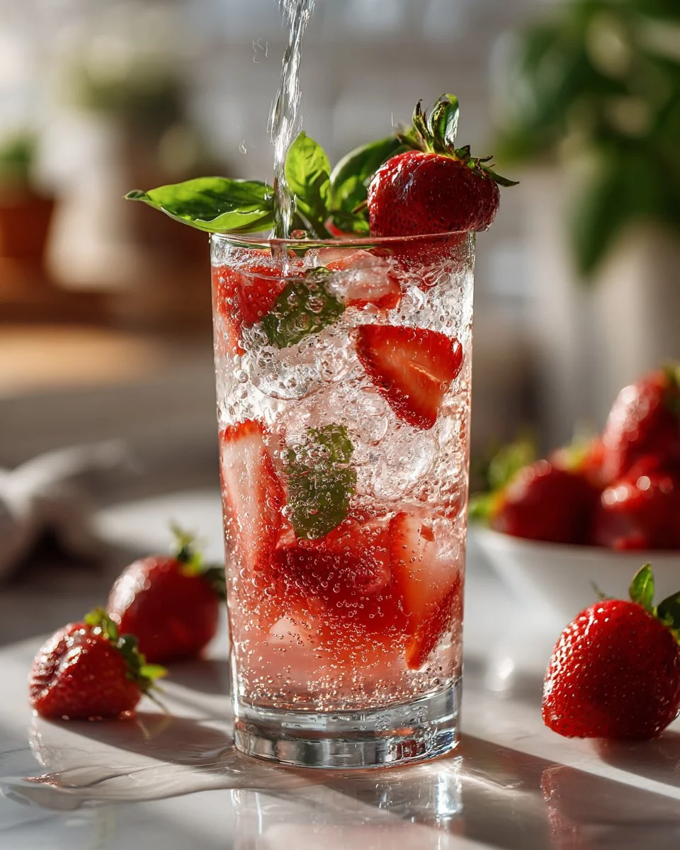 Strawberry Basil Lemonade Cooler
