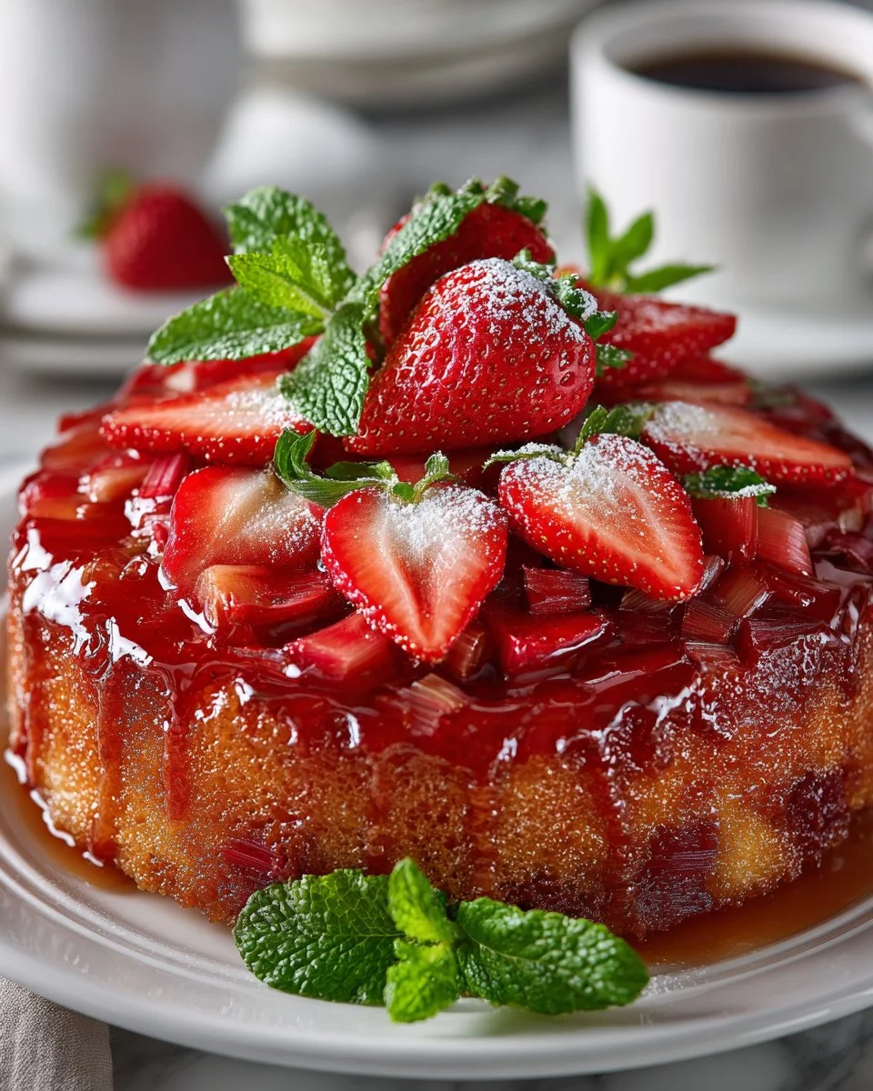 Strawberry Rhubarb Upside Down Cake