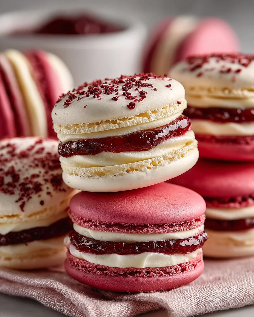Vanilla Bean and Raspberry Macarons