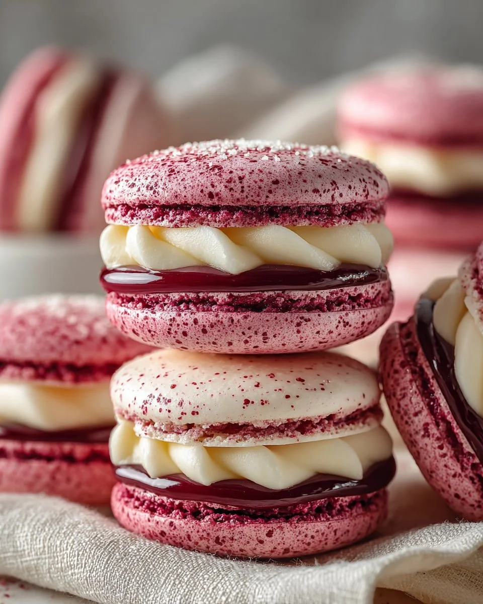 Vanilla Bean and Raspberry Macarons