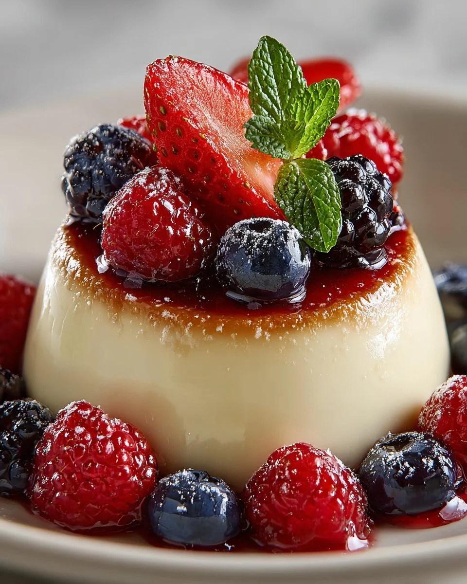 Vanilla Bean Panna Cotta with Mixed Berries