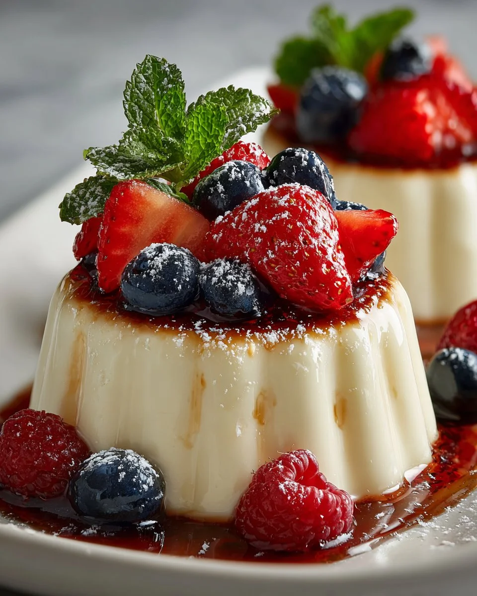 Vanilla Bean Panna Cotta with Mixed Berries