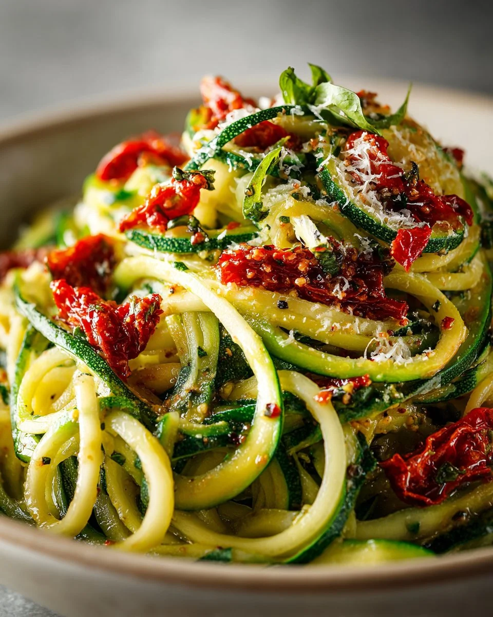 Zucchini Noodles with Sun Dried Tomato Pesto