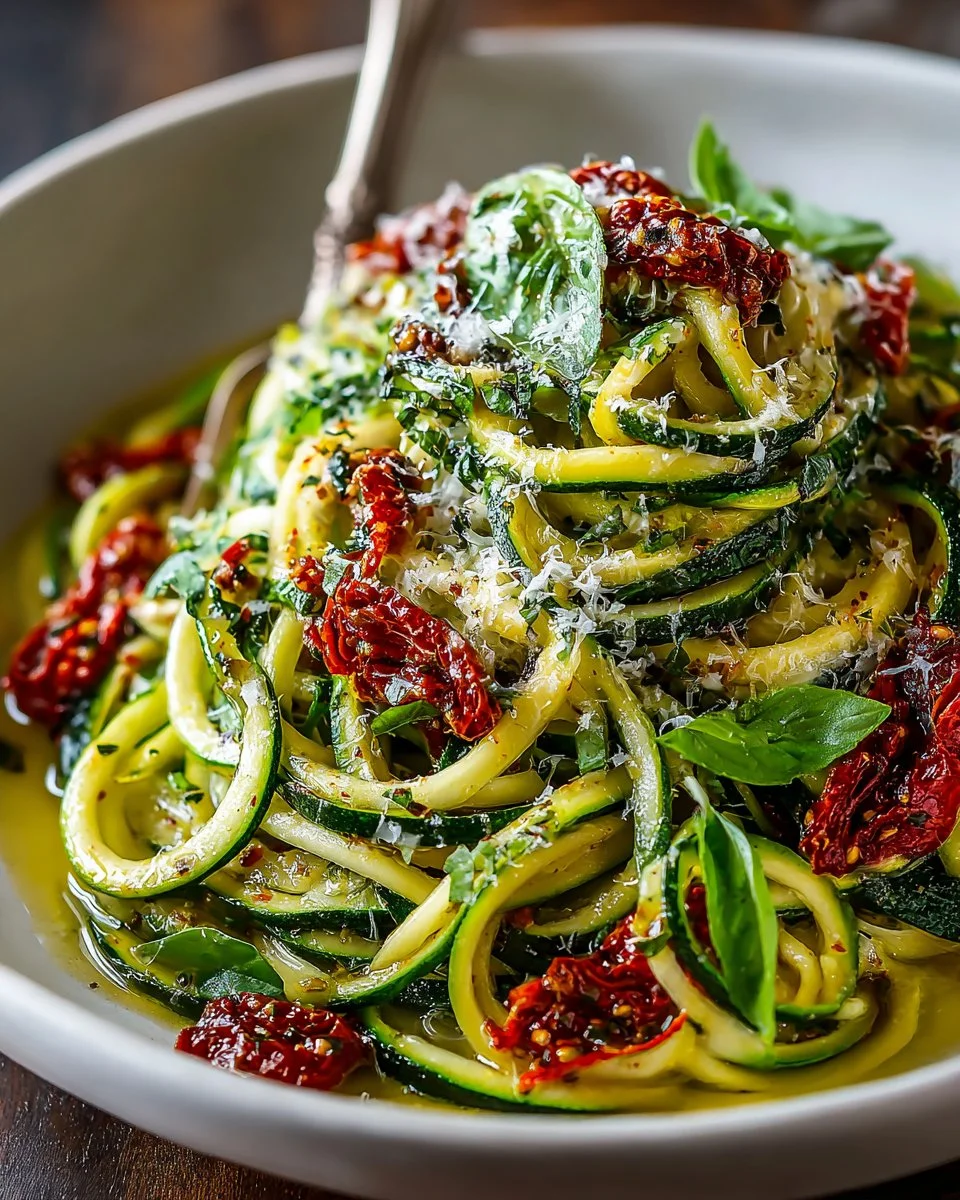 Zucchini Noodles with Sun Dried Tomato Pesto