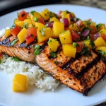 Grilled Salmon with Mango Salsa Coconut Rice