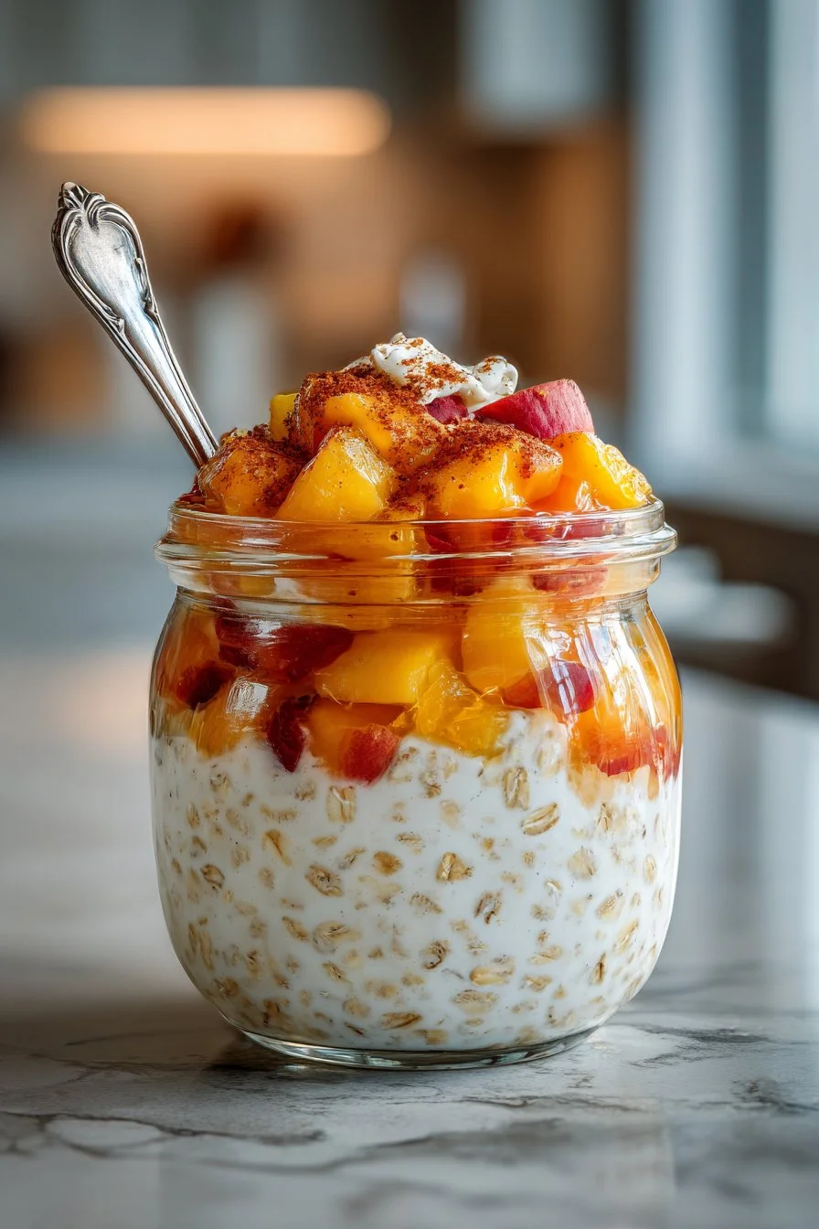 Easy Healthy Fresh Peach Overnight Oats