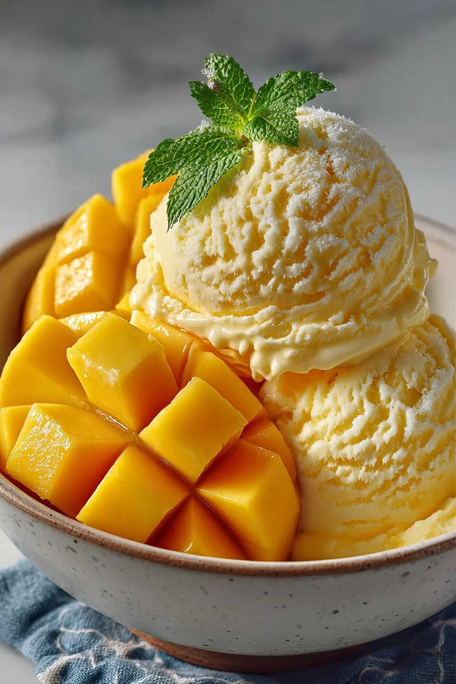 Easy No Churn Tropical Mango Ice Cream